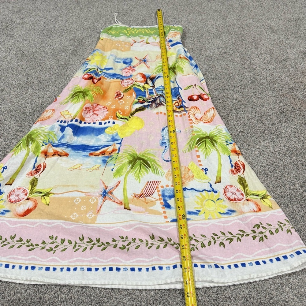 C&C California Linen Coast Print Smocked Back Pockets Maxi Dress Women’s Medium - Picture 4 of 12